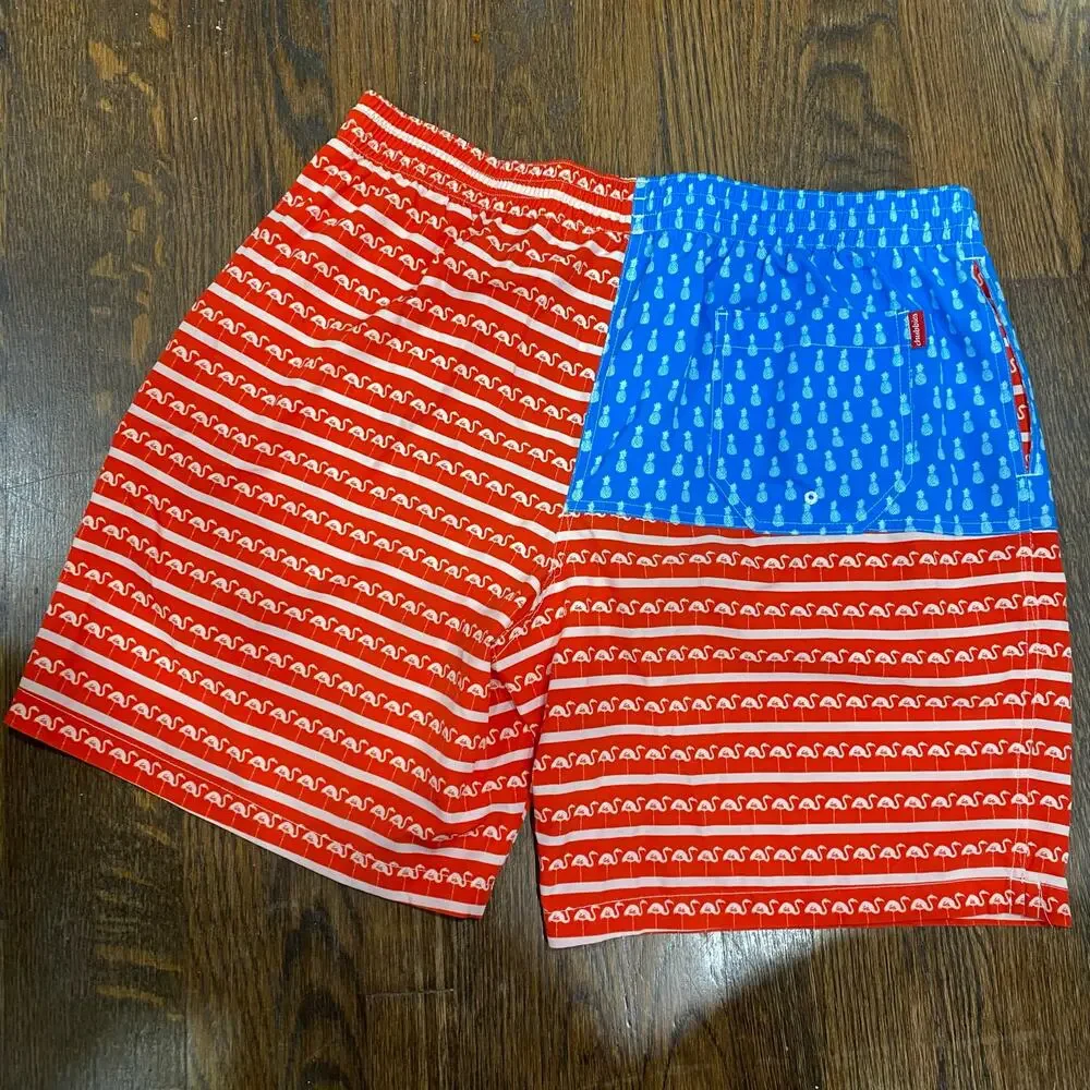 Chubbies Americana Swim Trunks Size 2X Large Red White Blue Stripe Elastic Waist - Picture 4 of 7